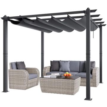 10'x10' alumiiniumist väljatõmmatav õuepergola varikatusega, hall