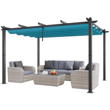 10'x13' alumiiniumist õuepergola väljatõmmatava varikatusega, sinine
