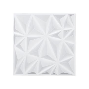 3D PVC seinapaneelid, 33 tk, 11,8x11,8 cm, mattvalge