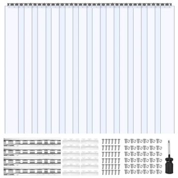 Läbipaistvad PVC ribakardinad, 2,1x1,8 m, 2 mm paksused, 12 tk, veekindlad