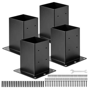 6x6 süsinikterasest postiklambrid, mustad, 4 tk, 142x142 mm
