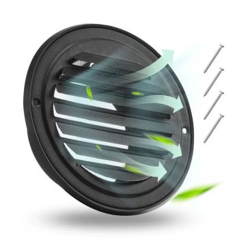 97 mm seina ventilatsioonikate, roostevaba teras, must, 2 tk.