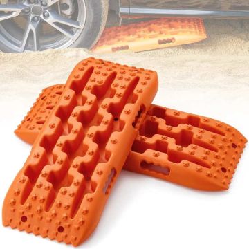 Противоскользящие коврики из полипропилена (10 тонн) для внедорожников и легковых автомобилей, оранжевого цвета, с сумкой для хранения.