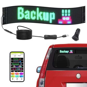 Programmeeritav värviline LED-keriv silt, 68x12 cm, Bluetooth-juhtimine