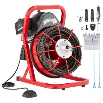 Kanalisatsioonipuhastusmasin 370W, 75ft x 1/2 tolli, puuri ja 4 lõikeriistaga