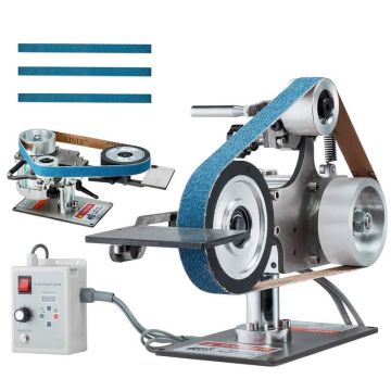 Ленточная шлифовальная машина 30x1 дюйм, 550 Вт, с регулируемой скоростью, для металлообработки.