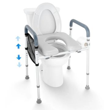 Kõrgendatud WC-pott alumiiniumraamiga, reguleeritav 490-640 mm, meditsiiniline