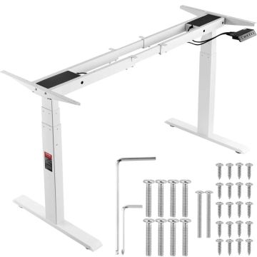 Elektriline seisulaua raam, kahe mootoriga, reguleeritav 66-129 cm, valge