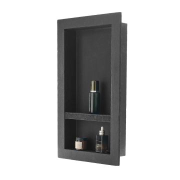 Dušinišš riiuliga, 40,6x71,1x10,2 cm, must, süvistatud, veekindel