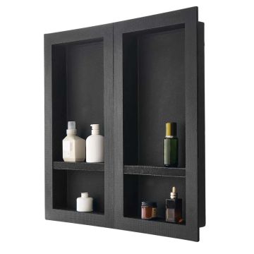 Süvistatud must seina dušinurk riiuliga, 40,6x81,3 cm