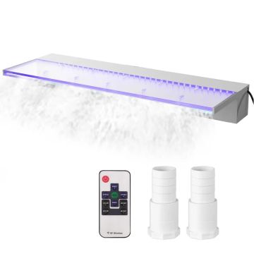 Akrüülist basseini ülevoolurenn, 36x8 cm, 17 värvi LED-valgustiga, puldiga