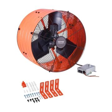 16-tolline viilkatusele paigaldatav ventilaator, reguleeritav termostaat, oranž