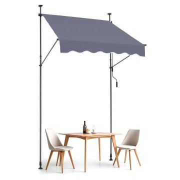 Sissetõmmatav terrassi varikatus, tumehall, 59x47 tolli, reguleeritav