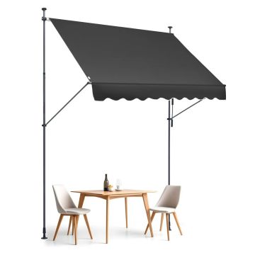 Sissetõmmatav terrassi varikatus 98x47 tolli, reguleeritav, must, õue terrassile