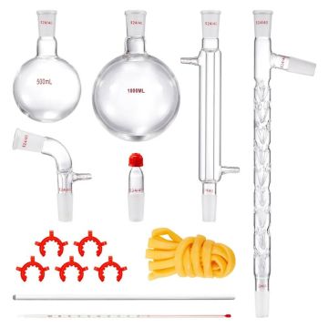 Laboratoorse destilleerimise komplekt, 1000 ml, 14 osa, 3,3 boorklaasist