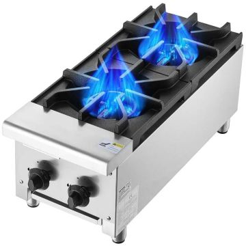 Roostevabast terasest gaasipliit, 2 põletit, 14 kW