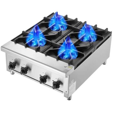 Roostevabast terasest gaasipliit, 4 põletit, 28 kW