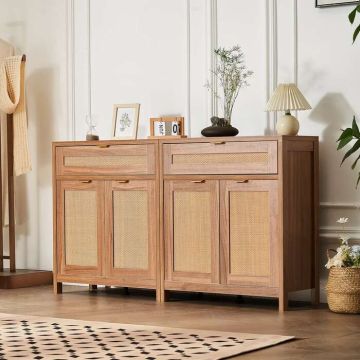 Rotangist kapp, 2 tk komplekt, sahtlite ja magnetustega, naturaalne
