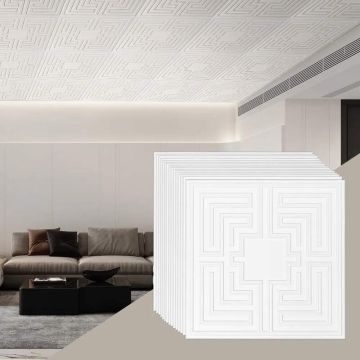 Потолочные плитки, 24x24 дюйма, белые, ПВХ, упаковка 12 шт.