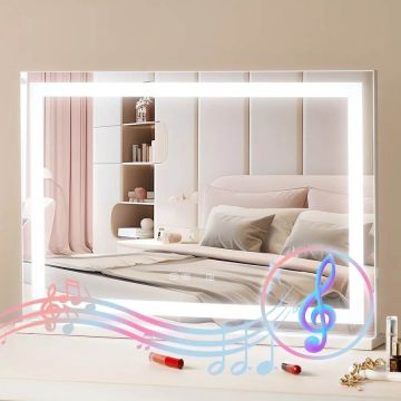 Зеркало для макияжа с подсветкой (3 цвета), Bluetooth, 55 см.