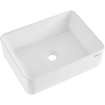 Ristkülikukujuline valge keraamiline vannitoakraanikauss, 48 ​​cm x 35 cm