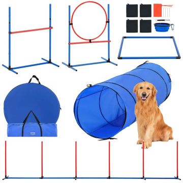 Koerte agility treeningkomplekt, 5 osa, takistuste ja tunneliga