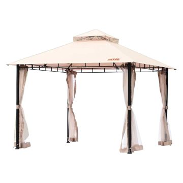 Terrassivarikatus 6-8 inimesele, metallraam, PU-kattega 180 g polüester, sääsevõrguga, 3x3 m