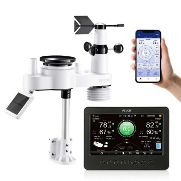 Wi-Fi метеостанция 7 в 1, солнечная энергия, TFT-дисплей