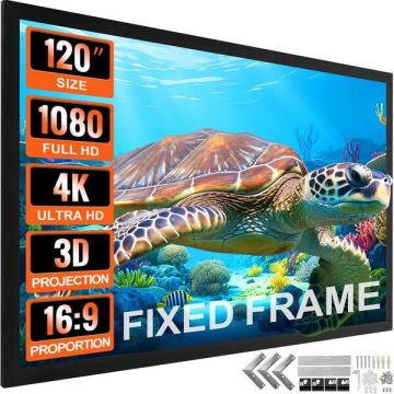 120-tolline fikseeritud raamiga 16:9 projektori ekraan 4K HDTV kinole