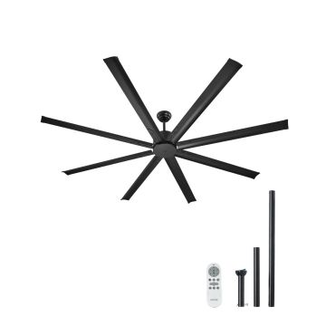 Laeventilaator 213 cm, 8 labaga, must, ilma valgustuseta, puldiga