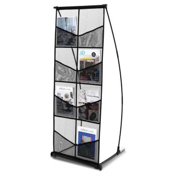 Подставка для брошюр, 4 яруса, 8 карманов, сетчатая, портативная, с сумкой.