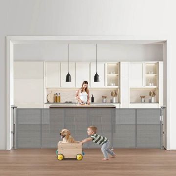 Sissetõmmatav värav imikutele, lastele ja lemmikloomadele, hall, 870x2800 mm