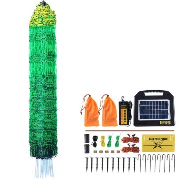 Elektriline PE-piirdeaed, 122 cm x 30 m, päikeselaadijaga, postide ja vaiadega