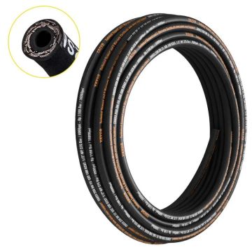 Hüdrauliline kummivoolik 1/2", 100 jalga, 4000 PSI, spiraal, 2 terastraadist punutist, kõver