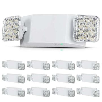 12 valget 3W LED-hädavalgustit 180-minutilise akuga, ruudukujulised, lakke või seinale kinnitatavad