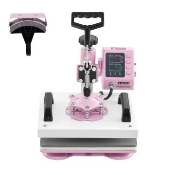 Kuumpress 30,5x25,4 cm 2in1 T-särkide ja mütside jaoks, roosa