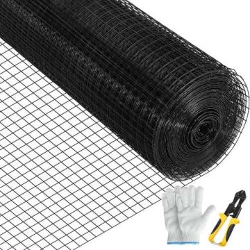 Tsingitud metallist aiapaela 24"x50", must, kinnaste ja tangidega
