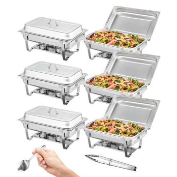 Roostevabast terasest jahvatuskausside komplekt, 7,6 l, 6 tk, aluse ja kaanega, 8+ inimesele