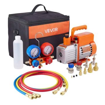 Vaakumpump ja manomeetrikomplekt HVAC-le, 115 l/min, R134a, R22, R410a, R1234YF