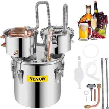 Moonshine'i destilleerimisaparaat, 12 l, roostevabast terasest, vasktoruga, tsirkulatsioonipumba ja termomeetriga