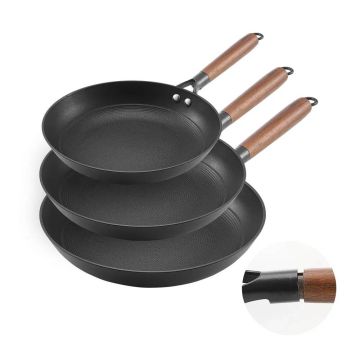 Malmist praepannide komplekt 3 tk (205, 265, 310 mm), must, puidust käepide
