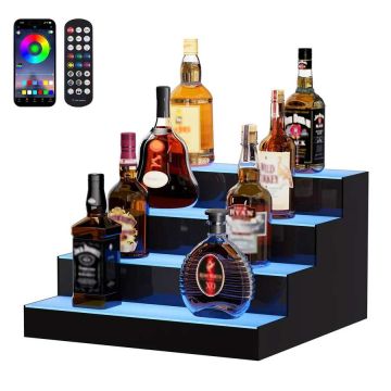 LED Lighted 4-Tier Acrylic Drink Stand, 16 Inch, with Remote Control