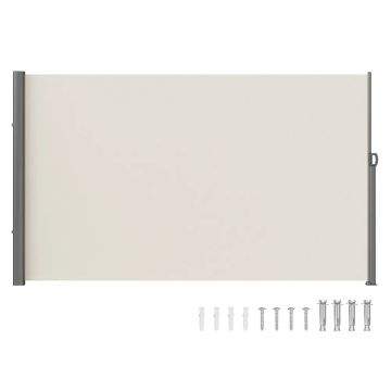 Sissetõmmatav külgmine varikatus, alumiinium, 280 g polüester, beež, 180x300 cm, veekindel, UV 30+