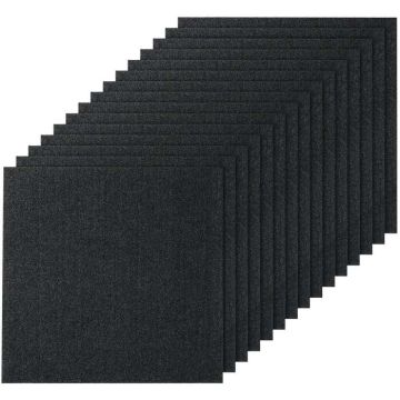 Isekleepuvad vaibaplaadid, 24x24 tolli, polsterdatud, mustad (15 tk)