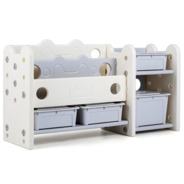 Laste hoiukast raamaturiiuliga, 2 tasandit, 113,5 × 36,5 × 63 cm