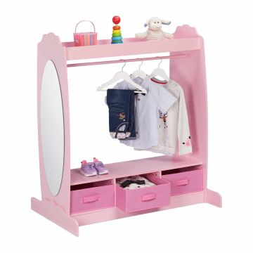 Детская вешалка Relaxdays 10041335.0, 3 тканевых короба, Розовая, 97,5 × 107 × 61 см