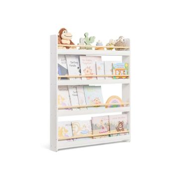 Laste raamaturiiul SONGMICS, 3 astet, Valge/naturaalne, 80 × 100 × 12 cm