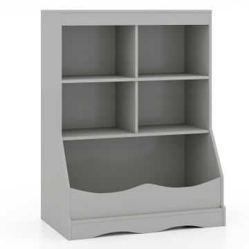 Children's shelf, 4 compartments and bottom container, 26.5 × 9 × 35 inches