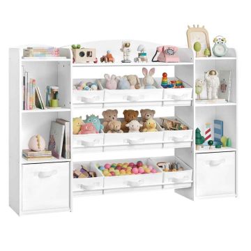 SONGMICS children's shelf, 4 open cavities and 11 boxes, 143.8 × 104 × 30 cm