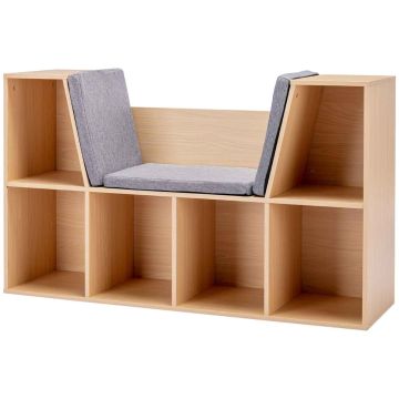 Laste riiul pingikesega, 6 lahtrit, Hall/looduslik, 103 × 62 × 30 cm